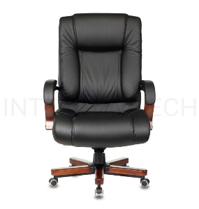 Кресло руководителя Бюрократ T-9925WALNUT/BLACK черный кожа крестовина дерево