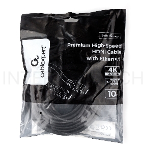 Кабель HDMI Cablexpert CC-HDMI4L-10M, 10м, v2.0, 19M/19M, серия Light, черный, позол.разъемы, экран, пакет