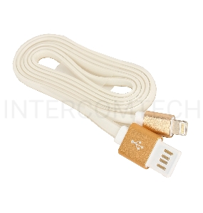 Кабель Gembird AM/Lightning 8P 1м Cablexpert USB2.0/Apple 8p, силиконовый шнур, разъемы золотой металлик, белый/золото, CC-ApUSBgd1m