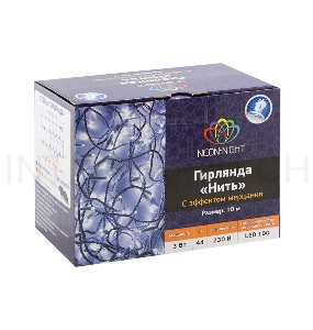 Гирлянда Нить 10м, эффкт мерцания (каждый 5-ый), прозрачный ПВХ, 230В, цвет: Белый