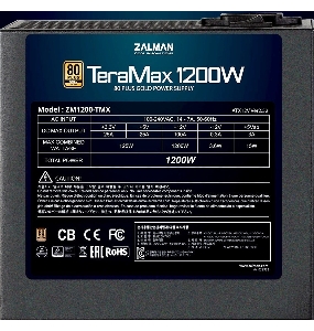 Блок питания  Zalman ZM1200-TMX, 1200W, ATX12V v2.52, APFC, 12cm Fan, 80+ Gold, Full Modular, Retail