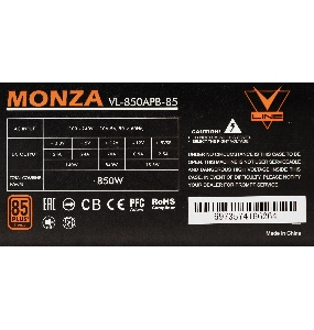 Блок питания Formula ATX 850W MONZA VL-850APB-85 80+ bronze (24+4+4pin) APFC 120mm fan 7xSATA RTL