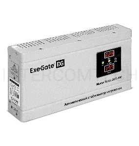 Стабилизатор напряжения ExeGate Master Turbo AVS-500 (500ВА, 100-265В, цифр. индикация вход/вых. напряжения, 220В±8%, КПД 98%, 5 уровней защиты, задержка, усиленный метал.корпус, евророзетка, RTL)