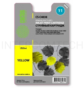 Картридж струйный Cactus CS-C4838 желтый для №11 HP 2000/2500/1000/1100/1200 (29ml)