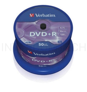 Диск DVD+R Verbatim 4.7Gb 16x Cake Box (50шт) (43550)