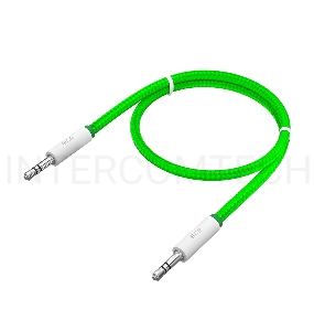 Кабель аудио GCR  1.0m jack 3,5mm/jack 3,5mm зеленый нейлон, белые коннекторы зеленая окантовка, ультрагибкий, 28 AWG, M/M, Premium, экран, стерео, GCR-AVC8262-1.0m