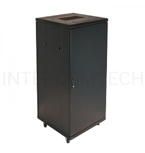 Телекоммуникационный шкаф Wize W27UR (Рэковая стойка)  19”, высота 27U, габариты 1388х600х610 мм, вентиляция, колесики, макс. вес нагрузки 798 кг, сталь, черный