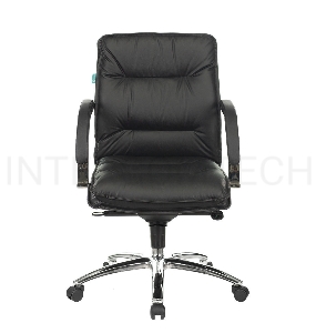Кресло руководителя Бюрократ T-9927SL-LOW/BLACK низкая спинка черный кожа крестовина хром