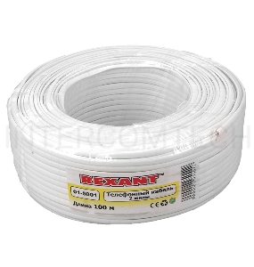 Кабель Rexant (01-5001) Кабель телефонный 2 жилы, 100 м., белый, (ШТЛП-2) 