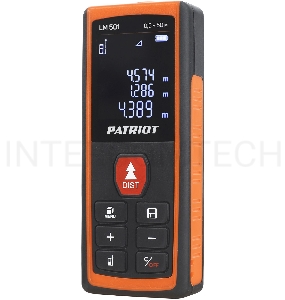 Дальномер лазерный PATRIOT LM 501, макс. дистанция 50 метров, измерение площади, объема, подсветка, память 30 изм., чехол в комплекте