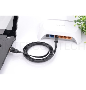 Патч-корд Greenconnect плоский прямой PROF  20.0m UTP медь, кат.6, черный, позолоченные контакты, 30 AWG, Premium ethernet high speed 10 Гбит/с, RJ45, T568B (GCR-LNC616-20.0m)