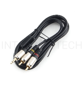 Кабель аудио Cablexpert CCAB-02-35M2RM-1.5MB. 3.5 джек(M)/2х RCA (M), черный, 1.5м, блистер