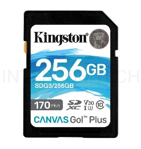 Карта памяти Kingston 256GB SDXC Canvas Go Plus 170R C10 UHS-I U3 V30 EAN: 740617301519