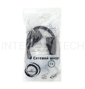 Кабель питания Cablexpert PC-186-1M, 1м, Schuko- C13, 6А, черный, с заземлением