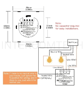 Выключатель MOES Gang Smart Switch ZS-B-EU3, Zigbee, 95-250 В