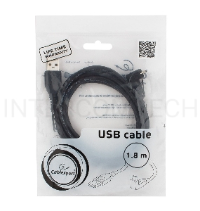 Кабель Gembird/Cablexpert Pro CCP-mUSB2-AMBM90-6, AM/microBM 5P, 1,8м, угловой, экран, черный