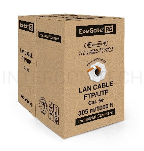 Кабель ExeGate UTP 4 пары кат.5e медь, 24AWG, LSZH, бухта 305м, оранжевый