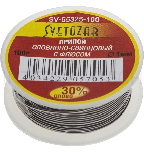 Припой СВЕТОЗАР SV-55325-100  оловянно-свинцовый 30% sn / 70% pb 100гр