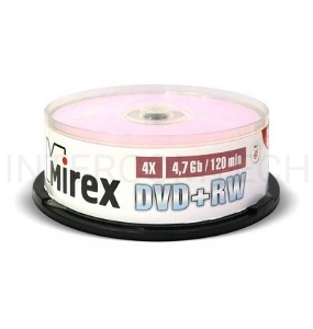Диск DVD+RW Mirex 4.7 Gb, 4x, Cake Box (25), (25/300)