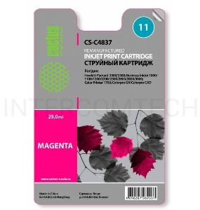 Картридж струйный Cactus CS-C4837 пурпурный для №11 HP 2000/2500/1000/1100/1200 (29ml)