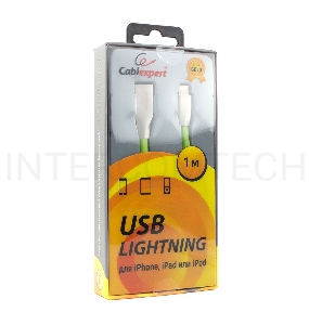 Кабель Cablexpert для Apple CC-G-APUSB01Gn-1M, AM/Lightning, серия Gold, длина 1м, зеленый, блистер