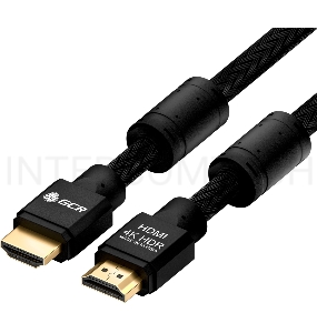 Кабель GCR 12.0m HDMI версия 2.0, HDR 4:2:0, Ultra HD, 4K 60 fps 60Hz/5K*30Hz, 3D, AUDIO, 18.0 Гбит/с, 28/28 AWG, OD7.8mm, тройной экран, черный нейлон, AL корпус черный, фер.кольца, GCR-52195 GCR Кабель 12.0m HDMI версия 2.0, HDR 4:2:0, Ultra HD, 4K 60 f