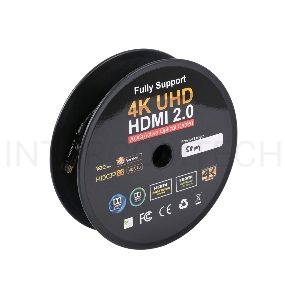 Активный оптический кабель HDMI Cablexpert, 50м, v2.0, 19M/19M, AOC Premium Series, позол.разъемы, экран, коробка