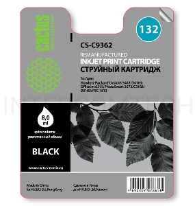 Картридж струйный Cactus CS-C9362 черный для №132 HP DJ5443/D4163 PS2573/C3183 (7ml)