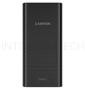 Мобильный аккумулятор  CANYON  PB-2001 Power bank 20000mAh Li-poly battery, Input 5V/2A , Output 5V/2.1A(Max), 144*69*28.5mm, 0.440Kg, Black