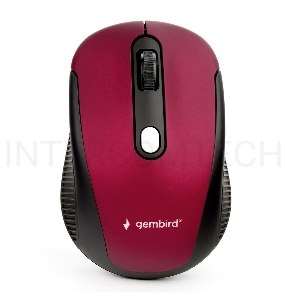 Мышь беспров. Gembird MUSW-420-1, 2.4ГГц, красный,soft touch, 4кн, 1600DPI, блистер