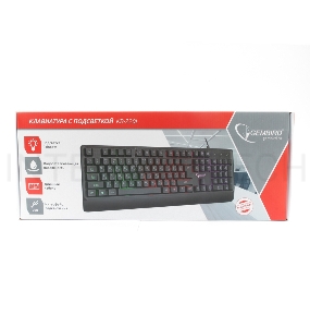Клавиатура с подсветкой Gembird KB-250L, USB, черный, 104 клавиши, подсветка Rainbow, шоколадный тип клавиш, кабель 1.5м
