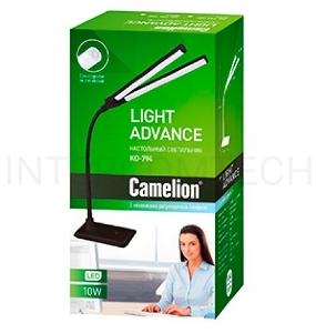 Светильник Camelion KD-794  C02 чёрный  LED (Свет-к наст.,10 Вт, 2 плаф.,230В, сенс.вкл-е, 4 ур.ярк,4000К)