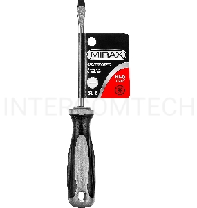 Отвертка MIRAX 25095-06-10, закаленный стержень, двухкомпонентная рукоятка, SL6 x 100мм [25095-06-10]