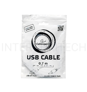 Кабель Gembird/Cablexpert CC-USB-AMP25-0.7M  AM/DC 2,5мм 5V 2A (для планшетов Android), 0.7м, экран, черный, пакет 
