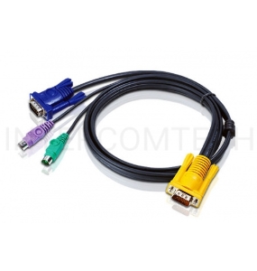 Кабель ATEN KVM Cable 2L-5203P Кабель для KVM: 2*PS/2(m)+DB15(m) (PC) -на- SPHD15(m) (KVM), 3м