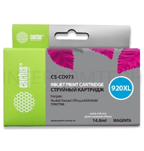 Картридж струйный Cactus CS-CD973 пурпурный для №920XL HP Officejet 6000/6500/7000/7500 (11ml)