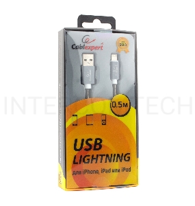 Кабель Cablexpert для Apple CC-G-APUSB02Gy-0.5M, AM/Lightning, серия Gold, длина 0.5м, титан, блистер