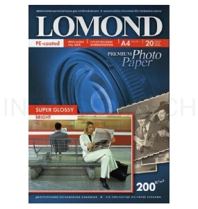 Фотобумага ПРЕМИУМ для стр.печати LOMOND200 г/м2 одностор.Super Glossy Bright 10х15см(20л)