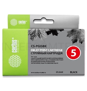 Картридж струйный Cactus CS-PGI5BK черный для Canon Pixma MP470/ MP500/ MP520/ MP530 (23,6ml)