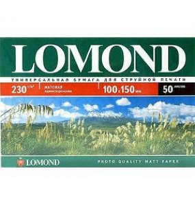 Фотобумага LOMOND Односторонняя Матовая, 230г/м2, A6 (10X15)/500л. для струйной печати (технол.уп).