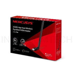 Двухдиапазонный Wi-Fi USB адаптер Mercusys MU6H AC650 высокого усиления