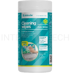 Чистящие салфетки Defender CLN 30320 ECO для экранов всех видов: ЭЛТ, ЖК, плазменными панелями / туба / 100 шт / Россия.