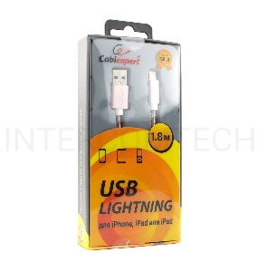 Кабель Cablexpert для Apple CC-G-APUSB02Cu-1.8M, AM/Lightning, серия Gold, длина 1.8м, золото, блистер