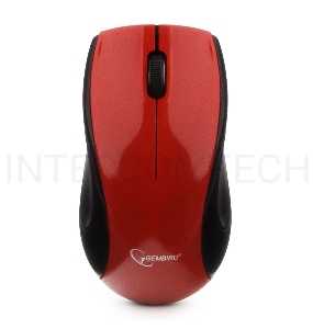 Мышь беспроводная Gembird MUSW-320-R, 2.4ГГц, красный, 2 кнопки+колесо-кнопка, 1000 DPI, батарейки в комплекте, блистер