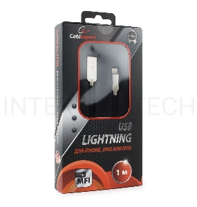 Кабель USB Cablexpert для Apple CC-P-APUSB02Bk-1M, MFI, AM/Lightning, серия Platinum, длина 1м, черный, блистер