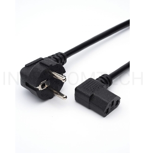 Кабель питания GoPower евровилка-C13 (f) 1.8м ПВХ угловой черный (1/125)