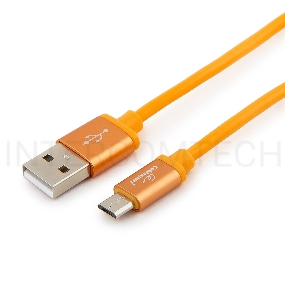 Кабель USB 2.0 Cablexpert CC-S-mUSB01O-1M, AM/microB, серия Silver, длина 1м, оранжевый, блистер 