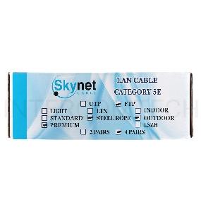 Кабель SkyNet Premium FTP outdoor 4x2x0,51 на тросу, медный, FLUKE TEST, кат.5e, однож., 100 м, box, черный