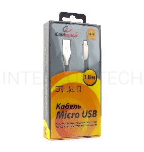 Кабель USB 2.0 Cablexpert CC-G-mUSB01Bk-1.8M, AM/microB, серия Gold, длина 1.8м, черный, блистер