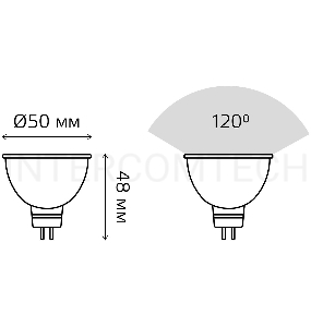 Лампа светодиодная Gauss Elementary MR16 9Вт цок.:GX5.3 спот 220B 6500K св.свеч.бел.хол. MR16 (упак.:10шт) (13539)